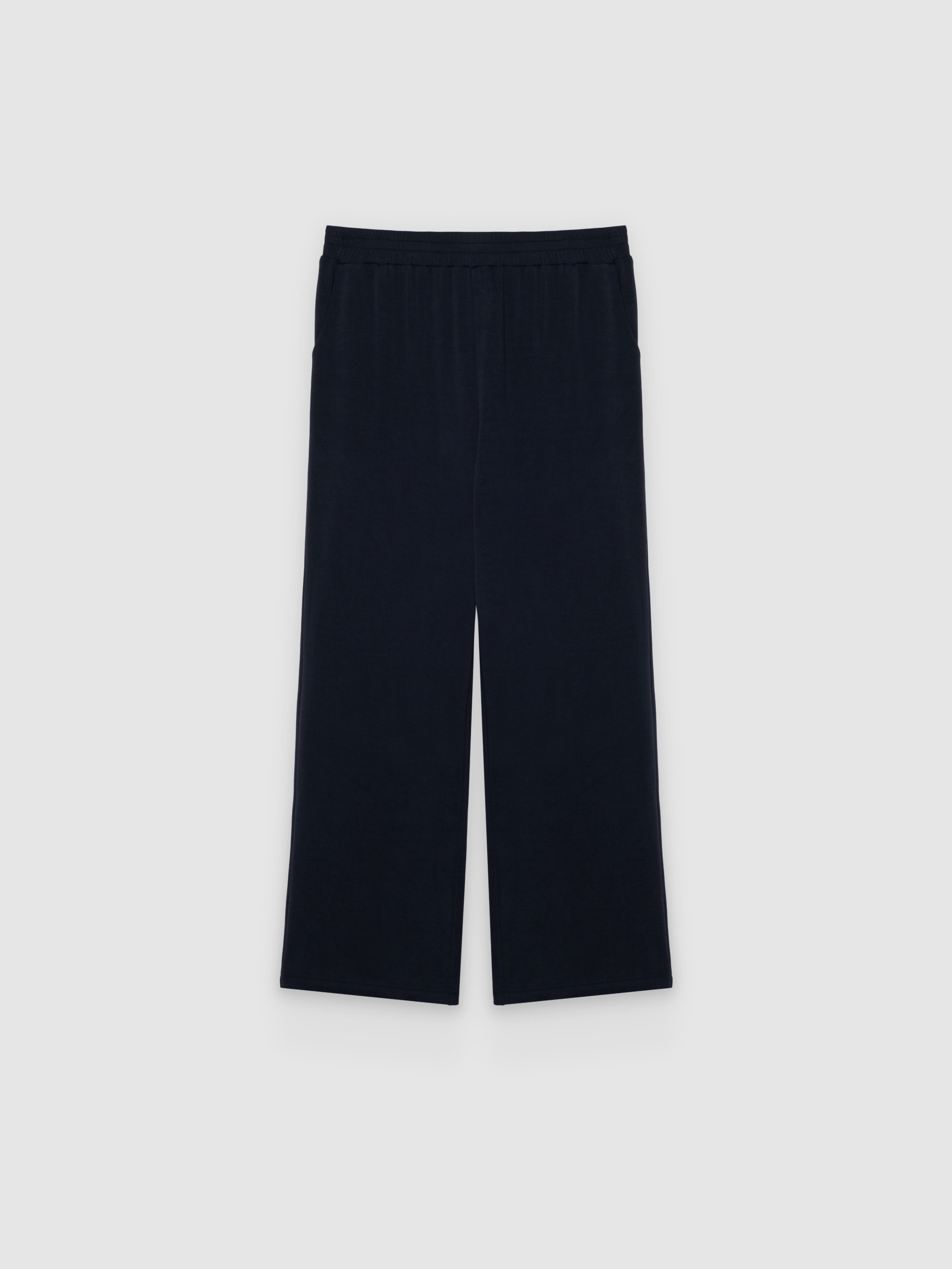  Calça wide leg de moletom azul marinho vista frontal