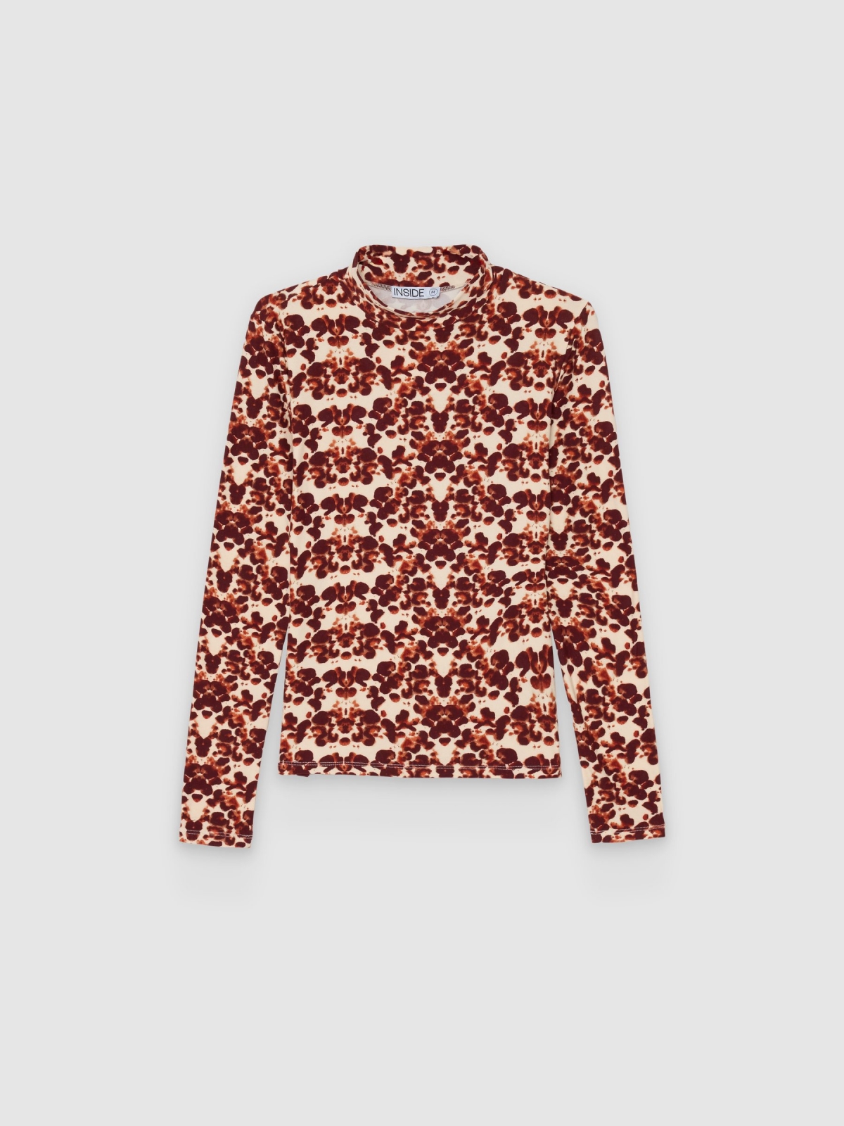 Slim-fit animal print mock neck T-shirt