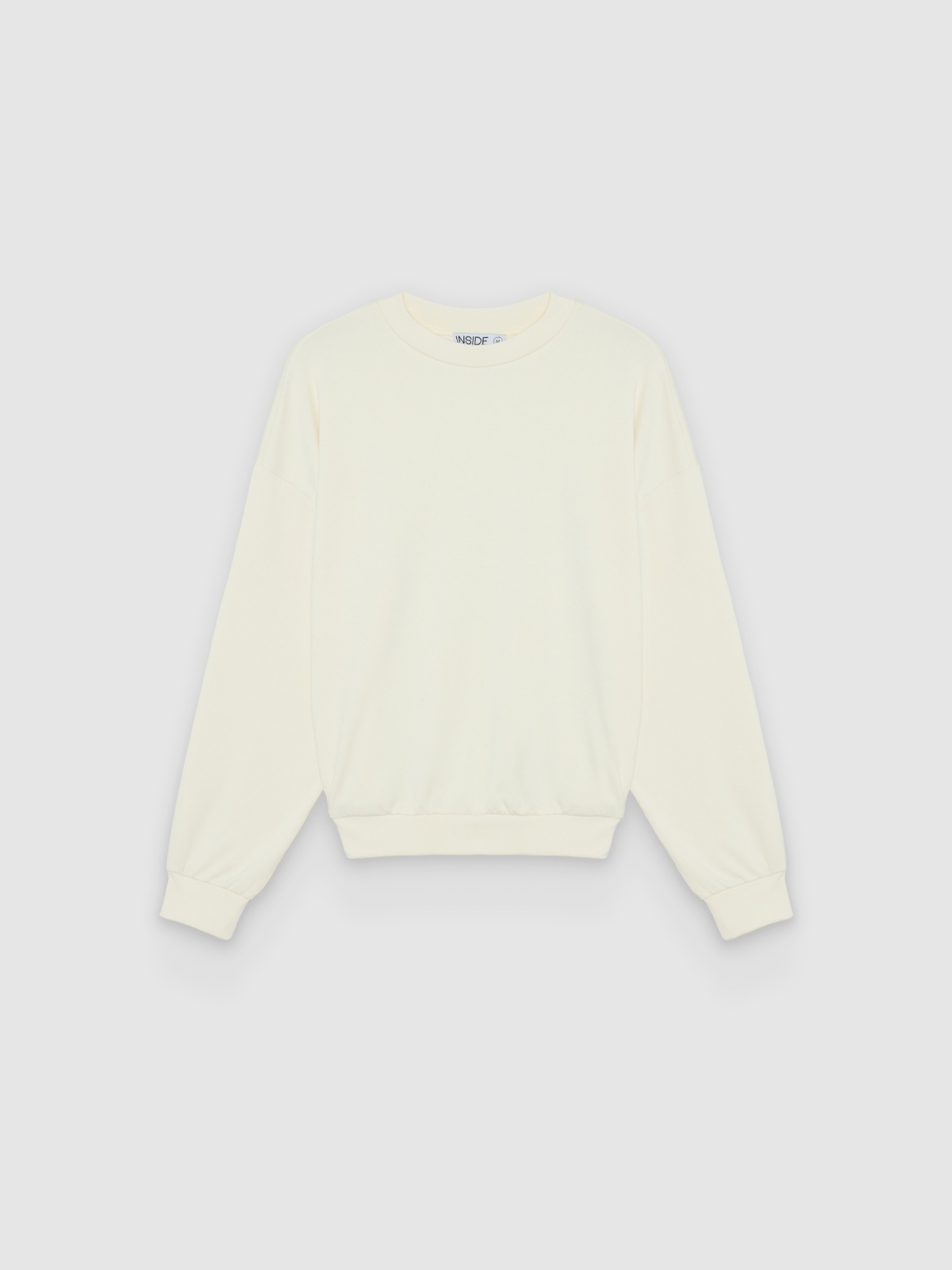 %Pto% Moletom básico quadrado com gola redonda off white vista frontal