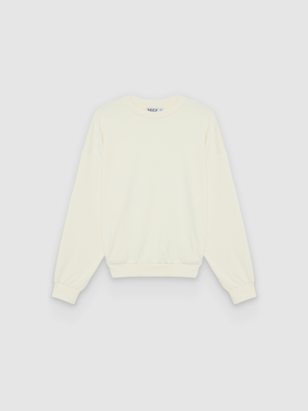  Moletom básico quadrado com gola redonda off white vista frontal