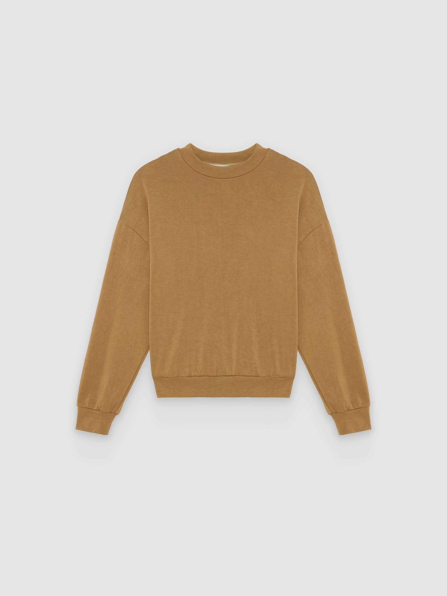  Basic boxy crewneck sweatshirt sand front view