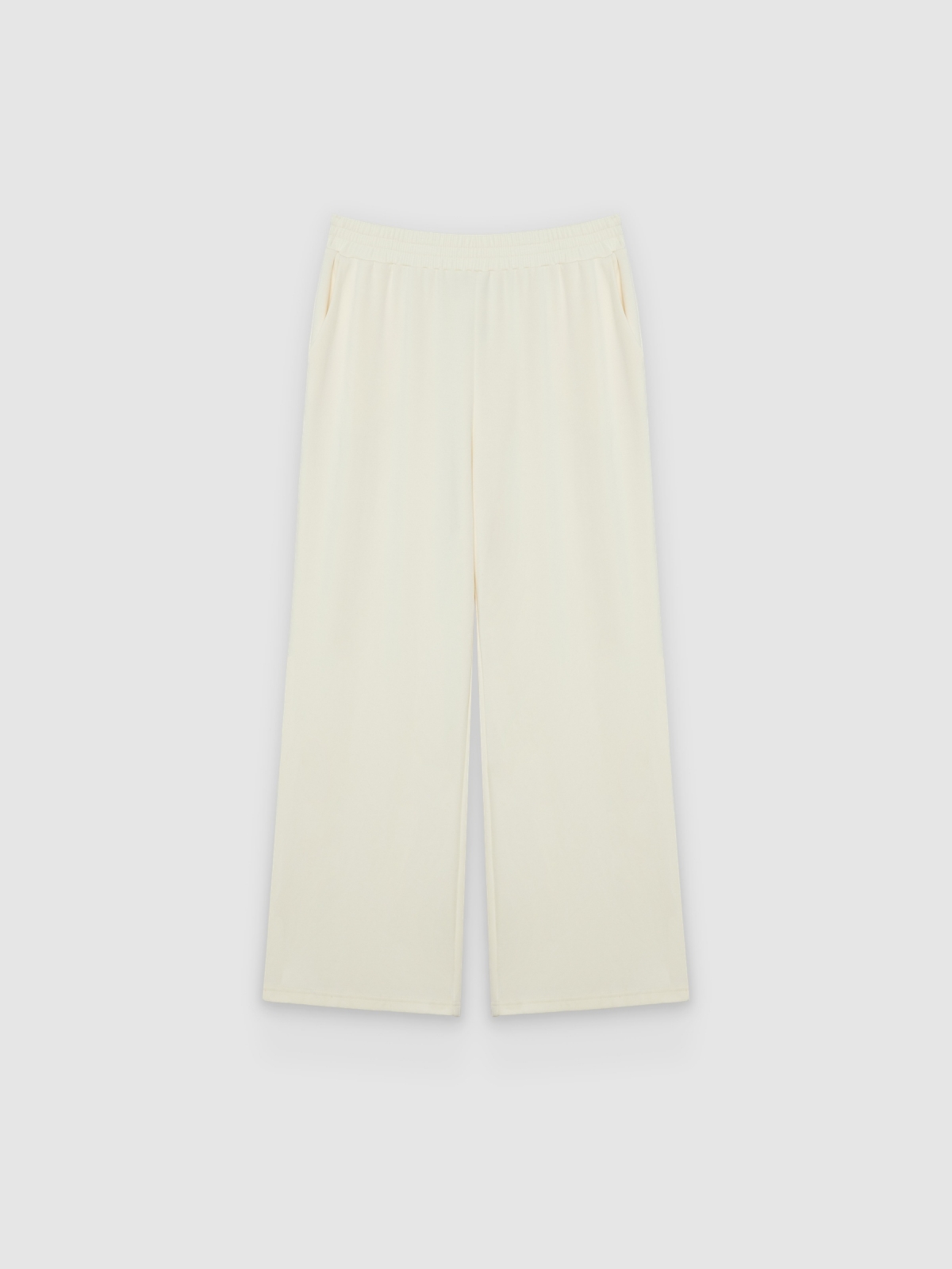 %Pto% Pantalón wide leg chandal blanco roto vista frontal