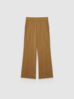 %Pto% Calça wide leg de moletom areia vista frontal