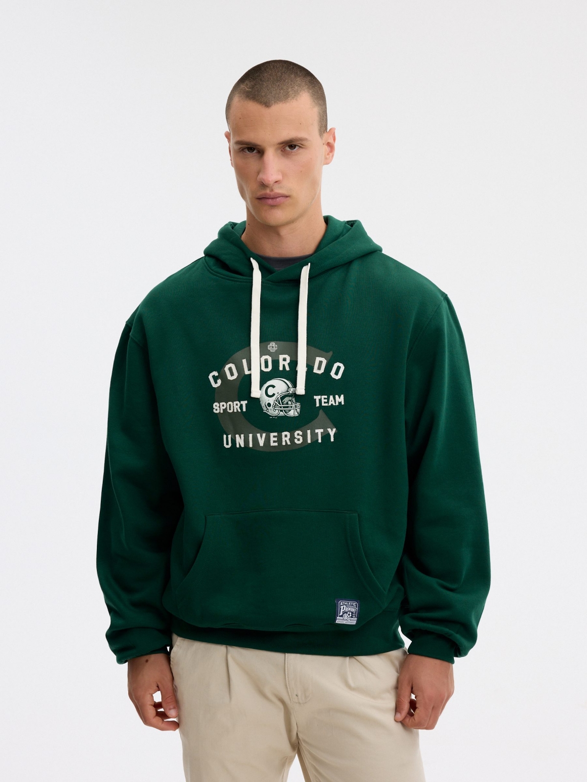Colorado Hoodie Sweatshirt dark green middle front view