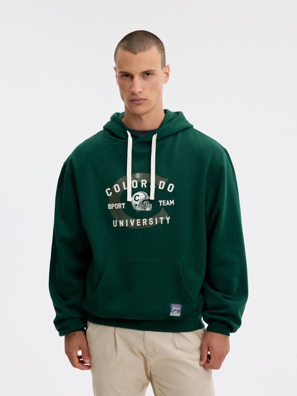 Sudadera capucha Colorado verde oscuro vista media frontal