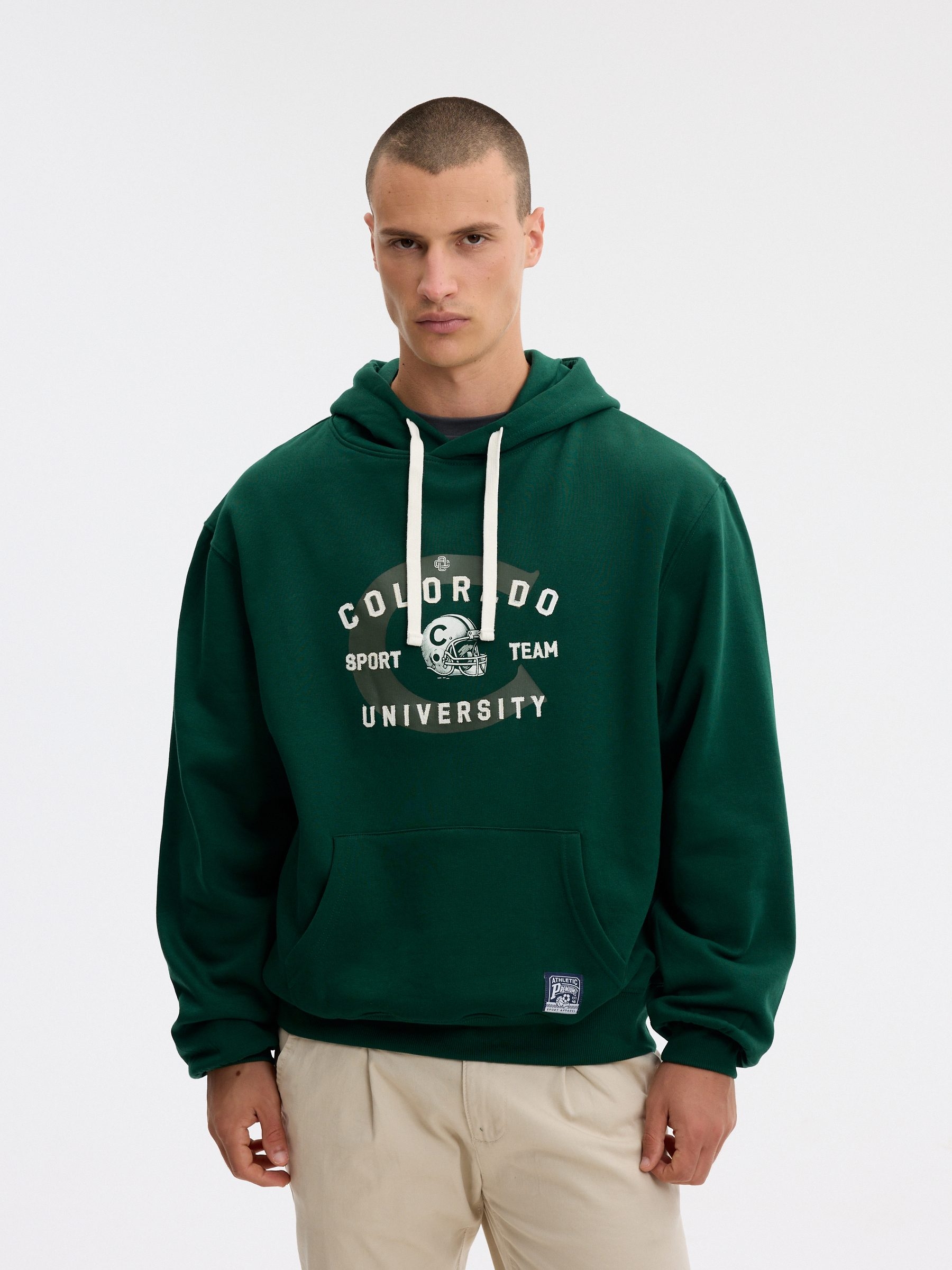 Colorado Hoodie Sweatshirt dark green middle front view