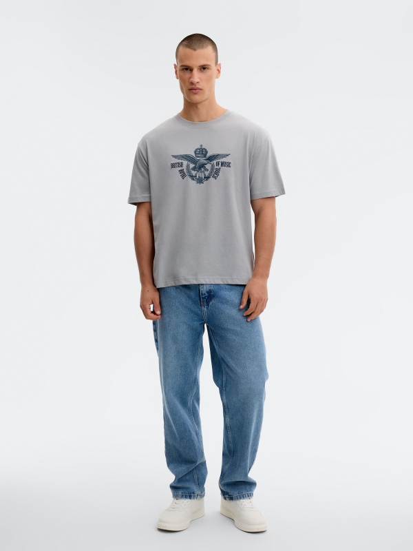 Camiseta estampado british gris azulado vista media frontal