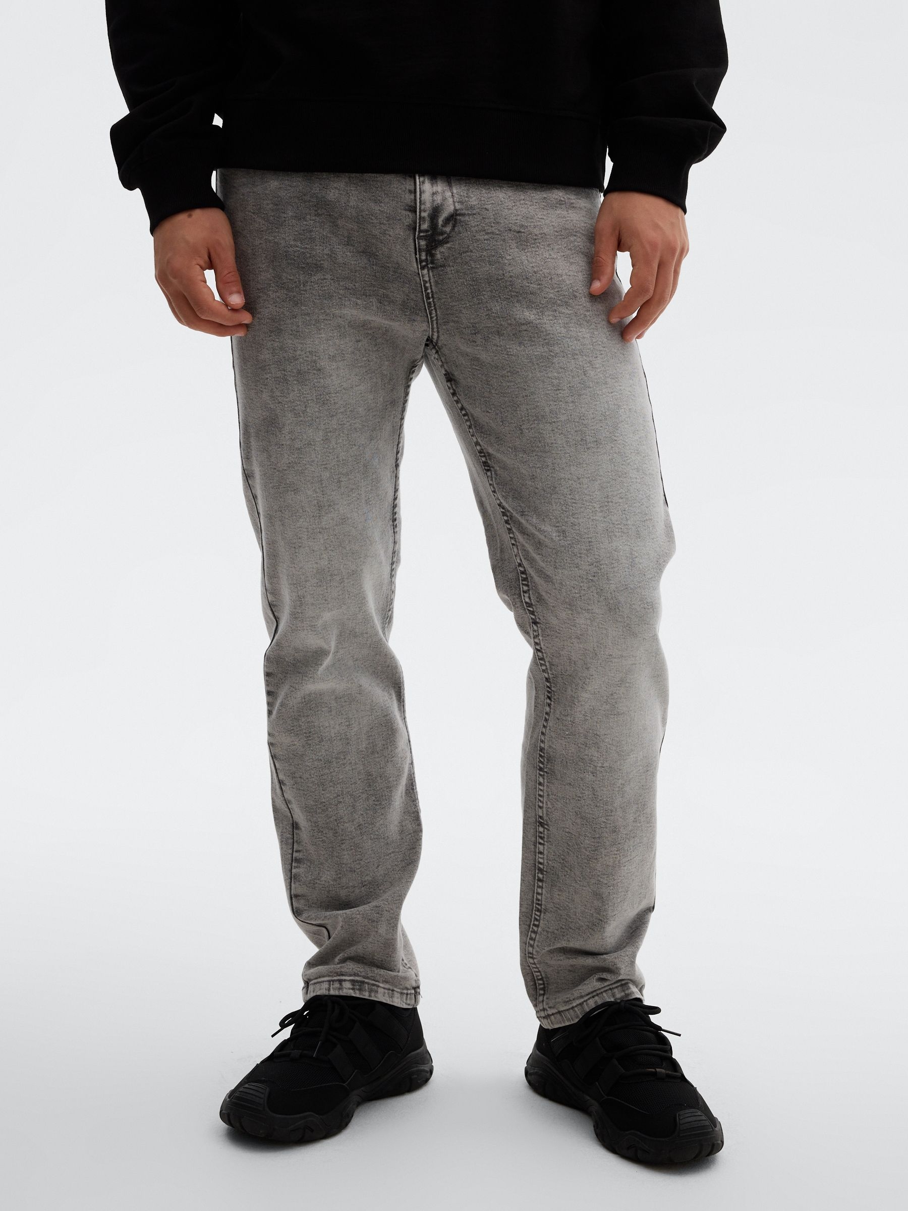 Grey regular denim jeans grey front view