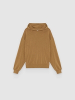 %Pto% Moletom oversized com capuz areia vista frontal