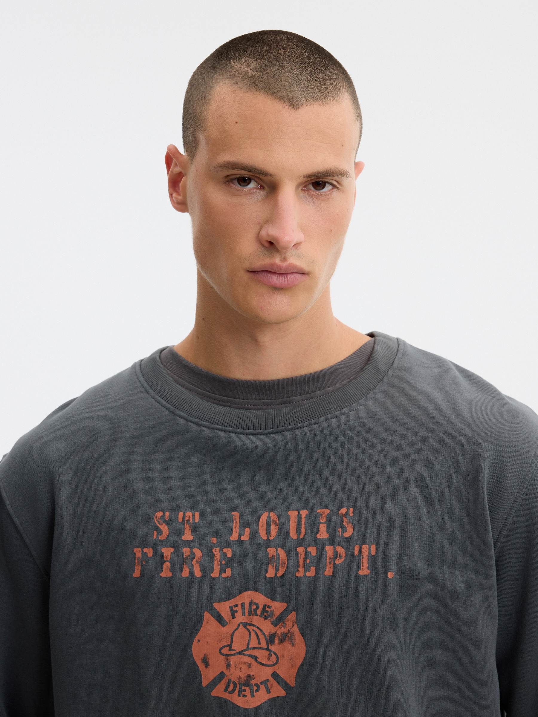 Fire print sweatshirt navy middle front view