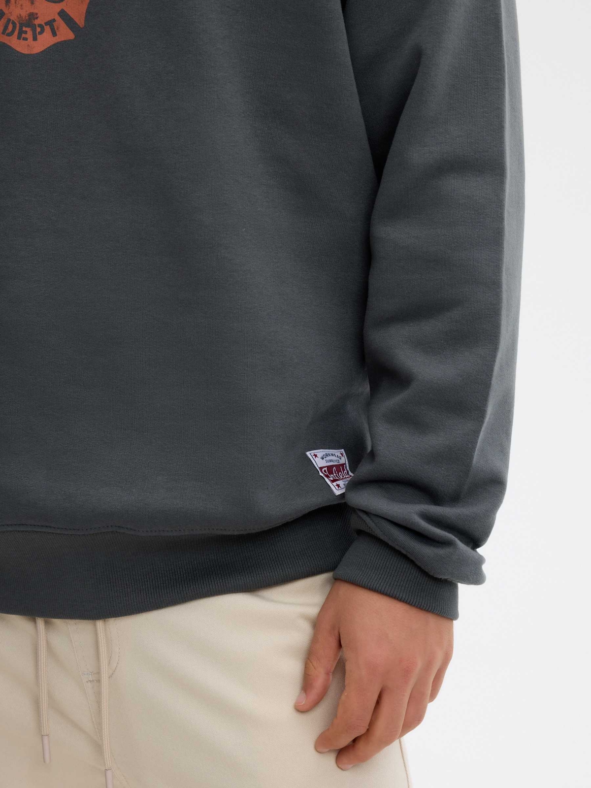 Sudadera estampado fire azul marino vista detalle