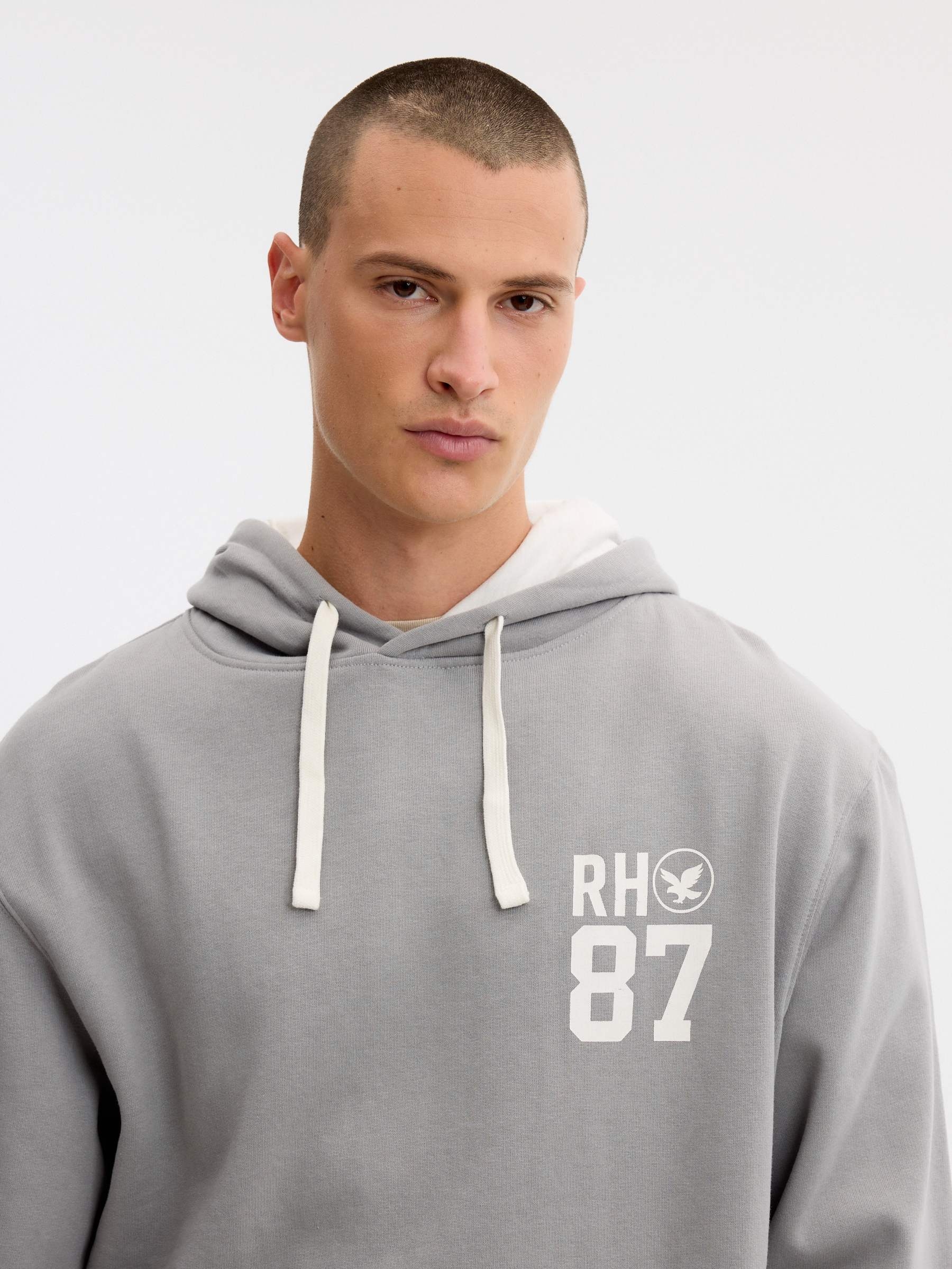 Sweatshirt with 87 print medium grey middle front view