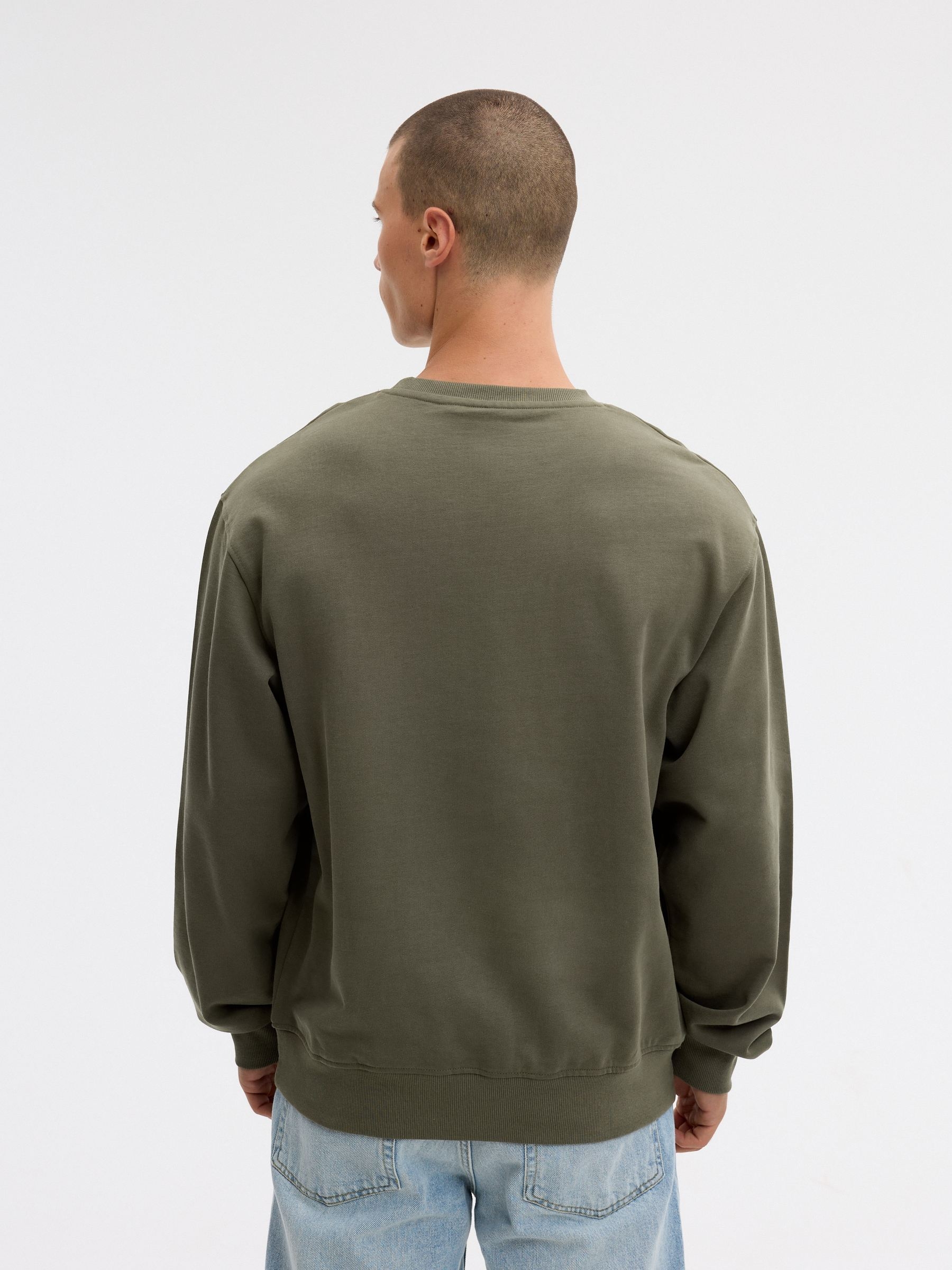 Sudadera básica oversize kaki vista media frontal