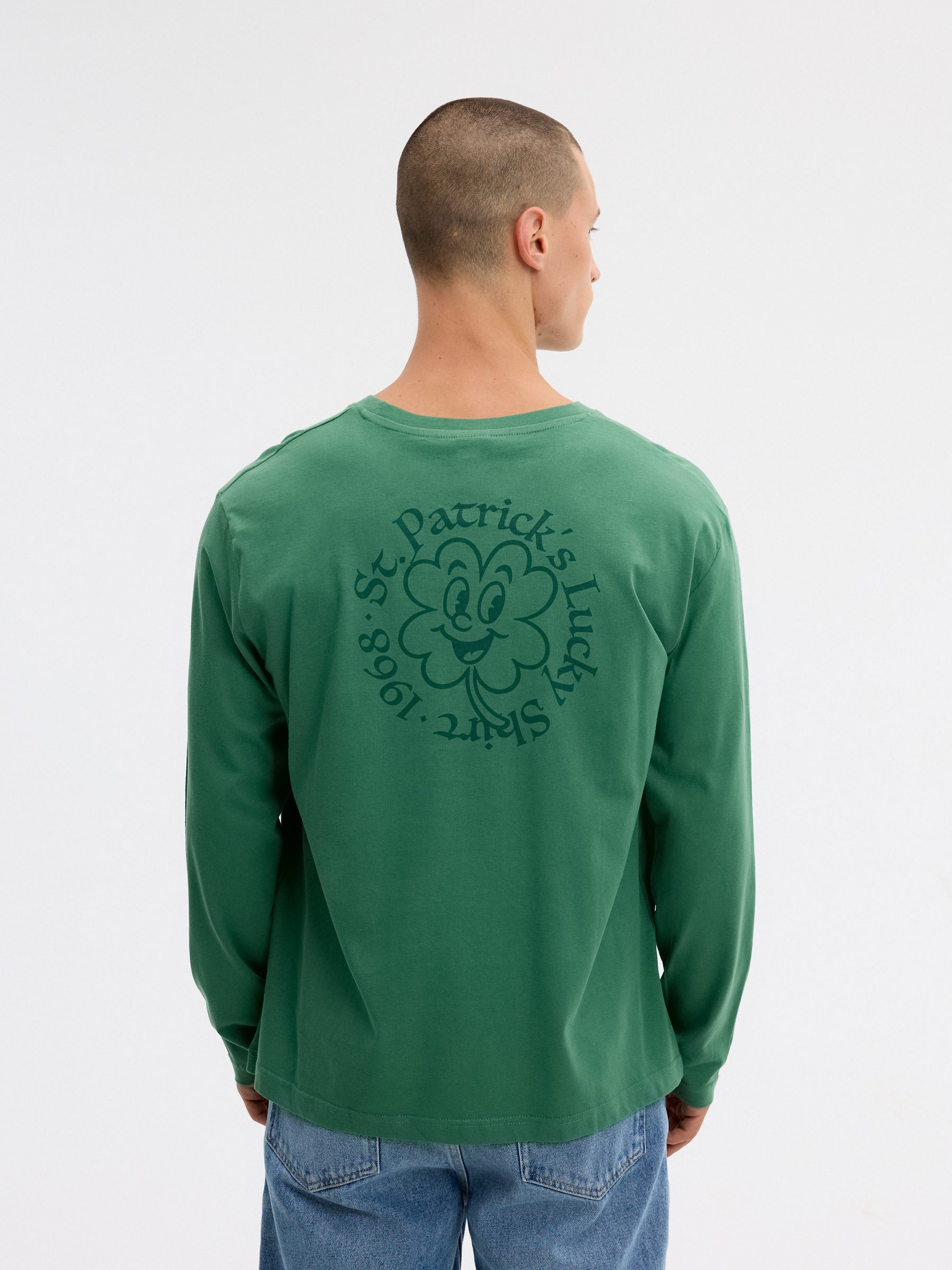 St Patrick Long Sleeve T-shirt green middle front view