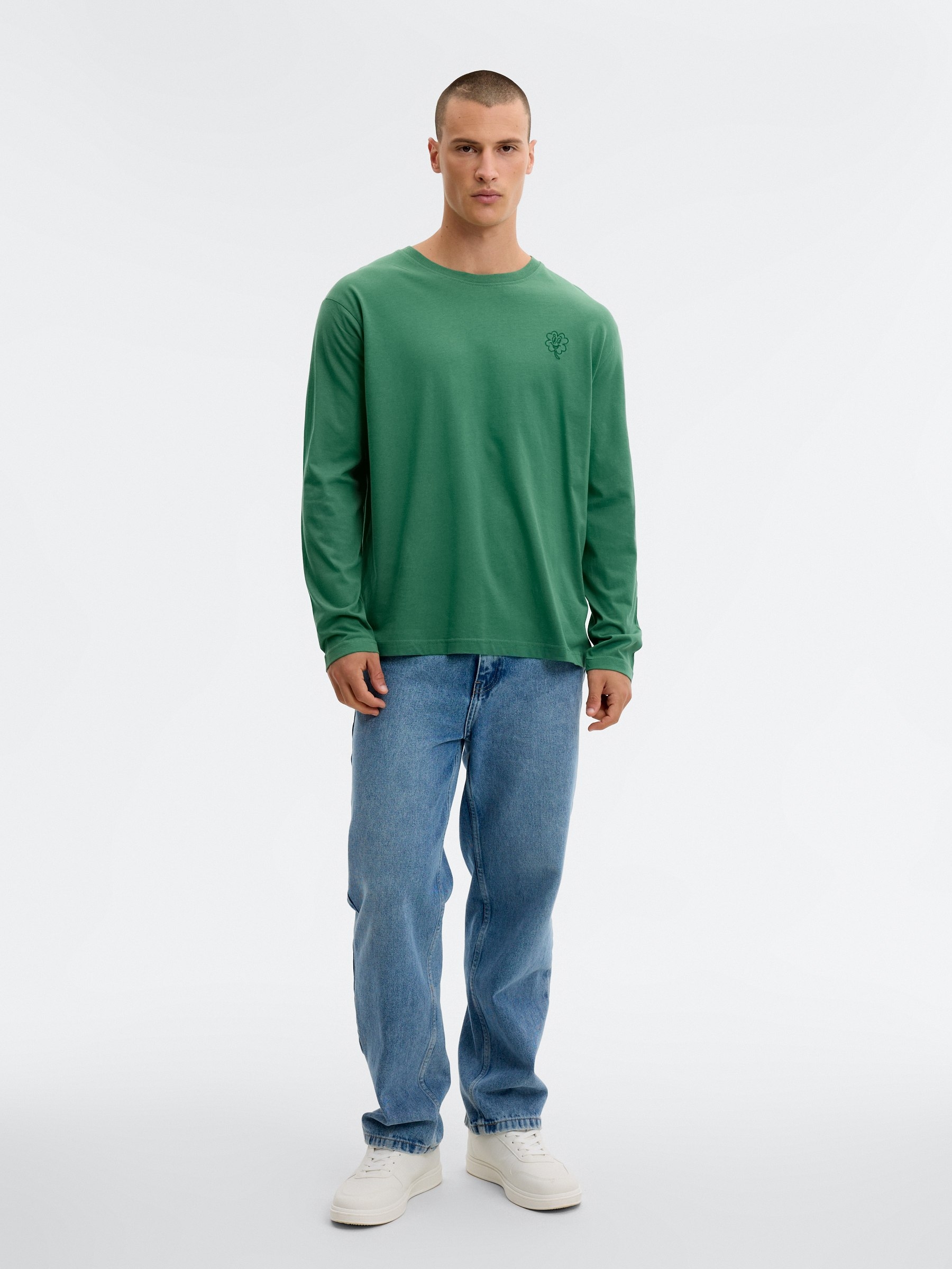 T-shirt de manga comprida St Patrick verde vista meia frontal