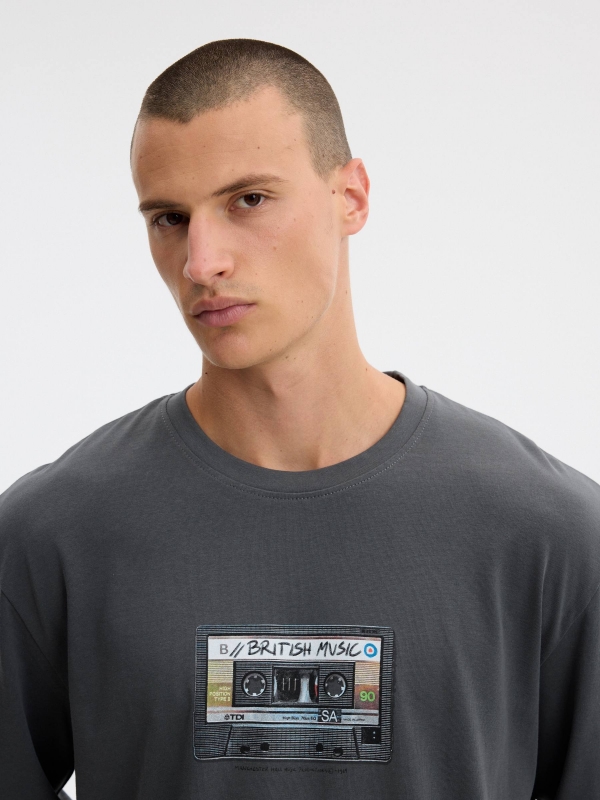 British music t-shirt navy detail view