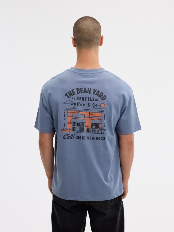 T-shirt The Bean Yard azul vista meia traseira