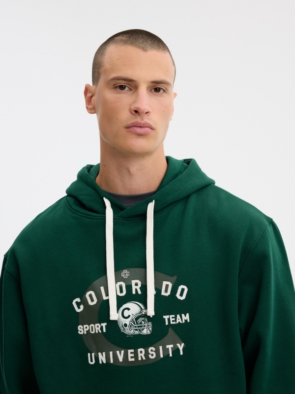 Sweatshirt com Capuz Colorado verde escuro vista detalhe