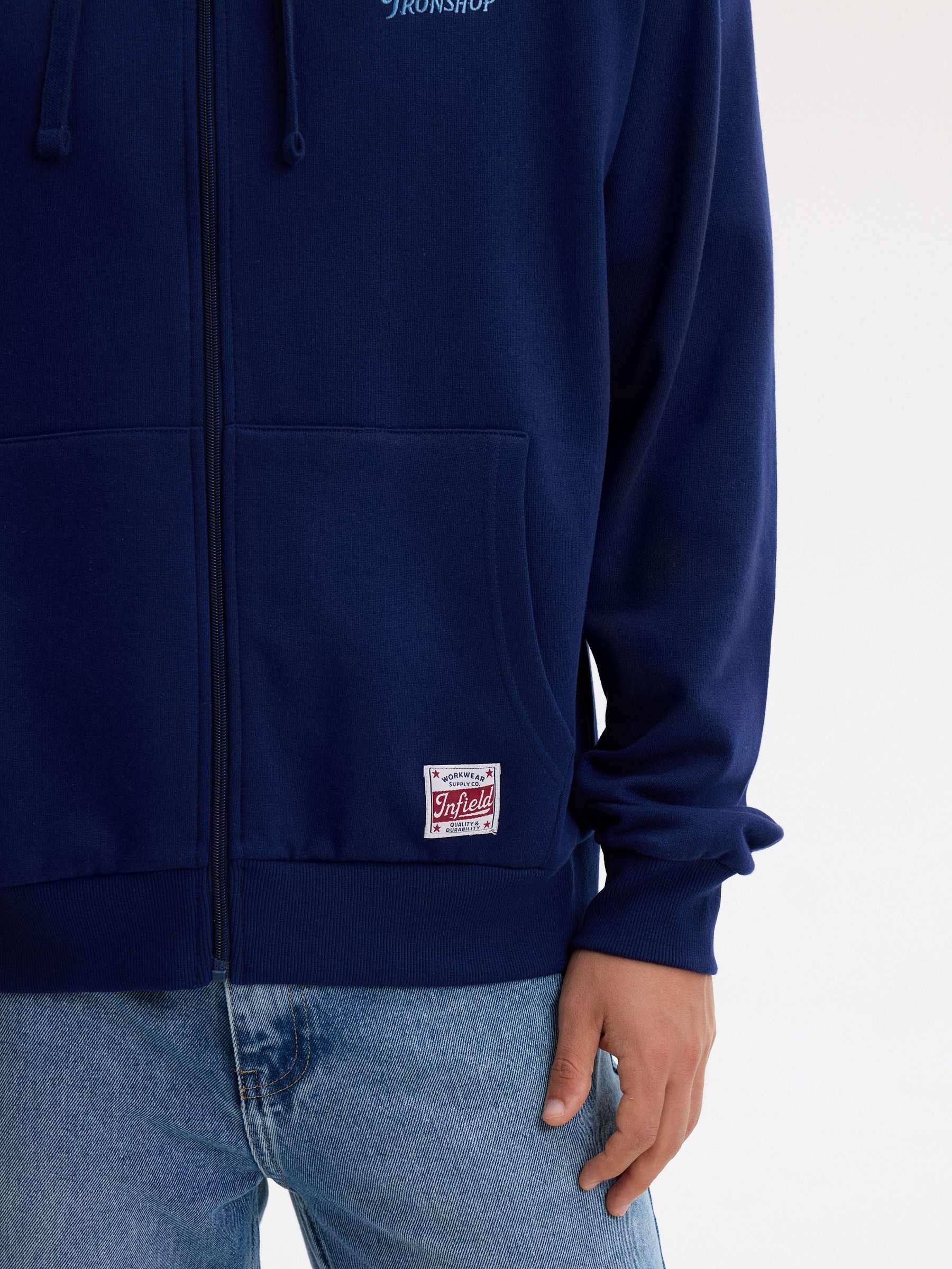 Ironshop Hooded Jacket navy middle front view