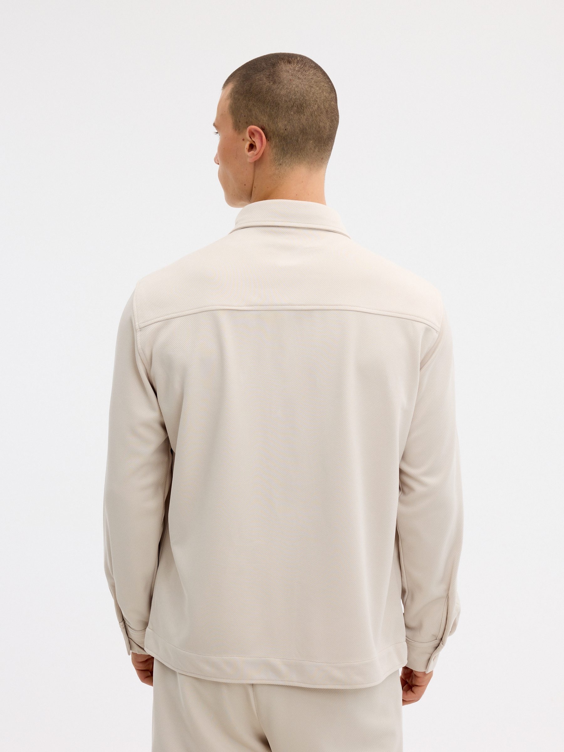 Plain cotton overshirt raw middle front view