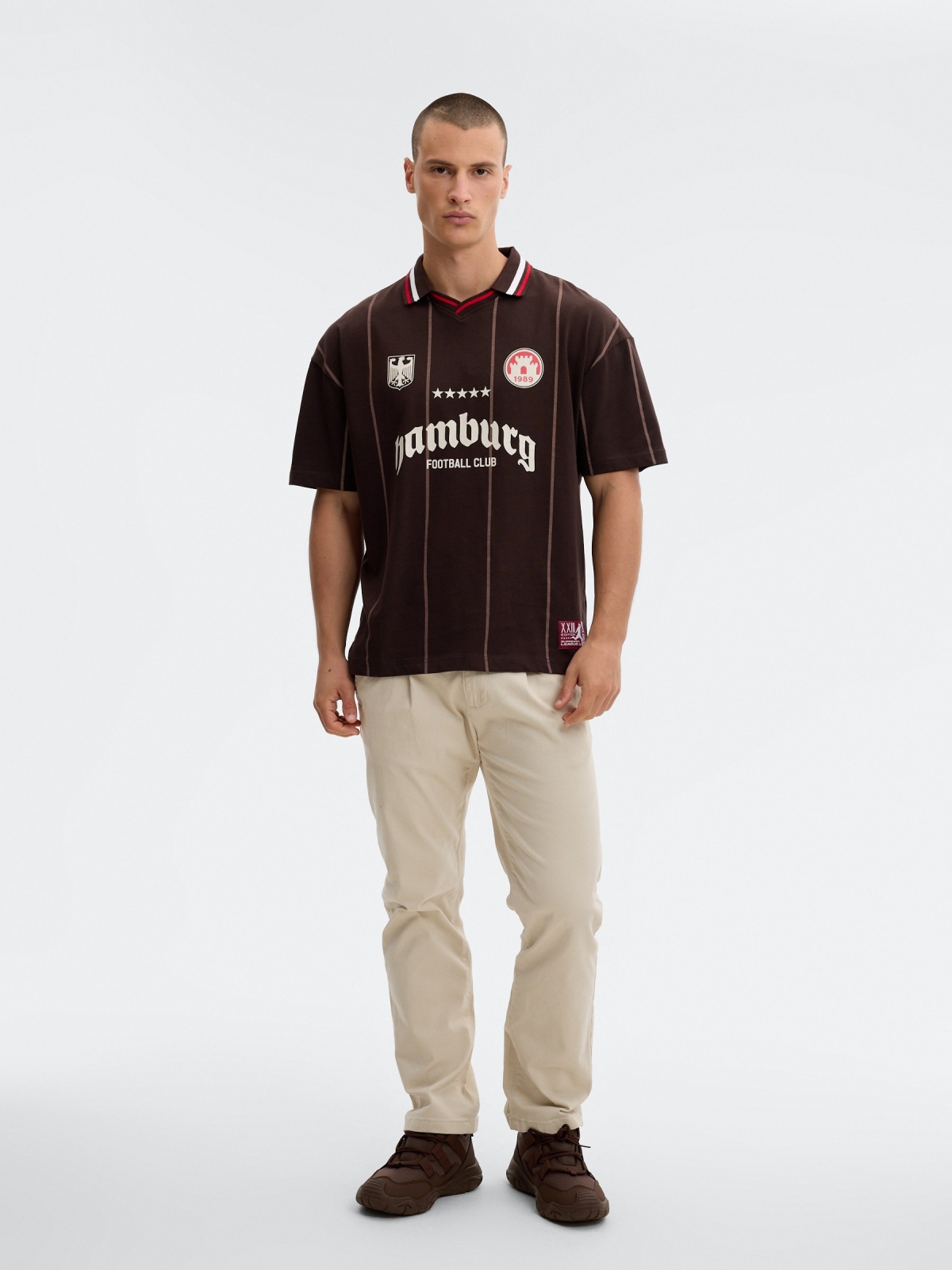 Polo de futebol oversized Hamburgo chocolate vista geral frontal
