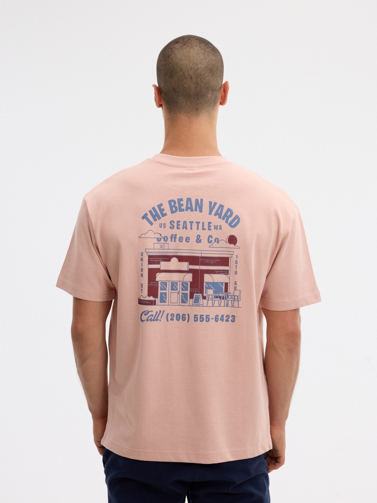 Camiseta the bean yard rosa nude vista media trasera