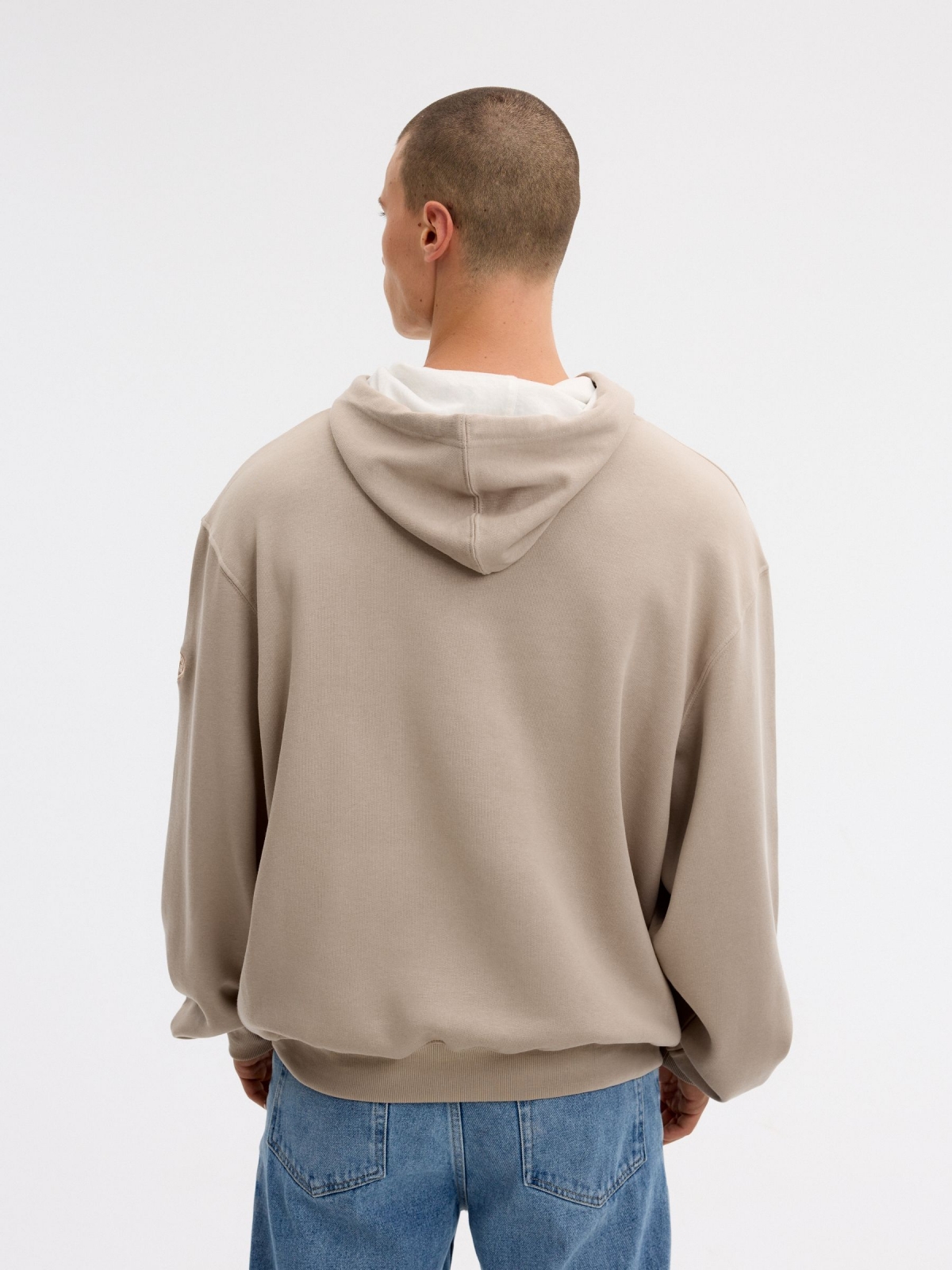 Sweatshirt com capuz ride bege vista meia traseira