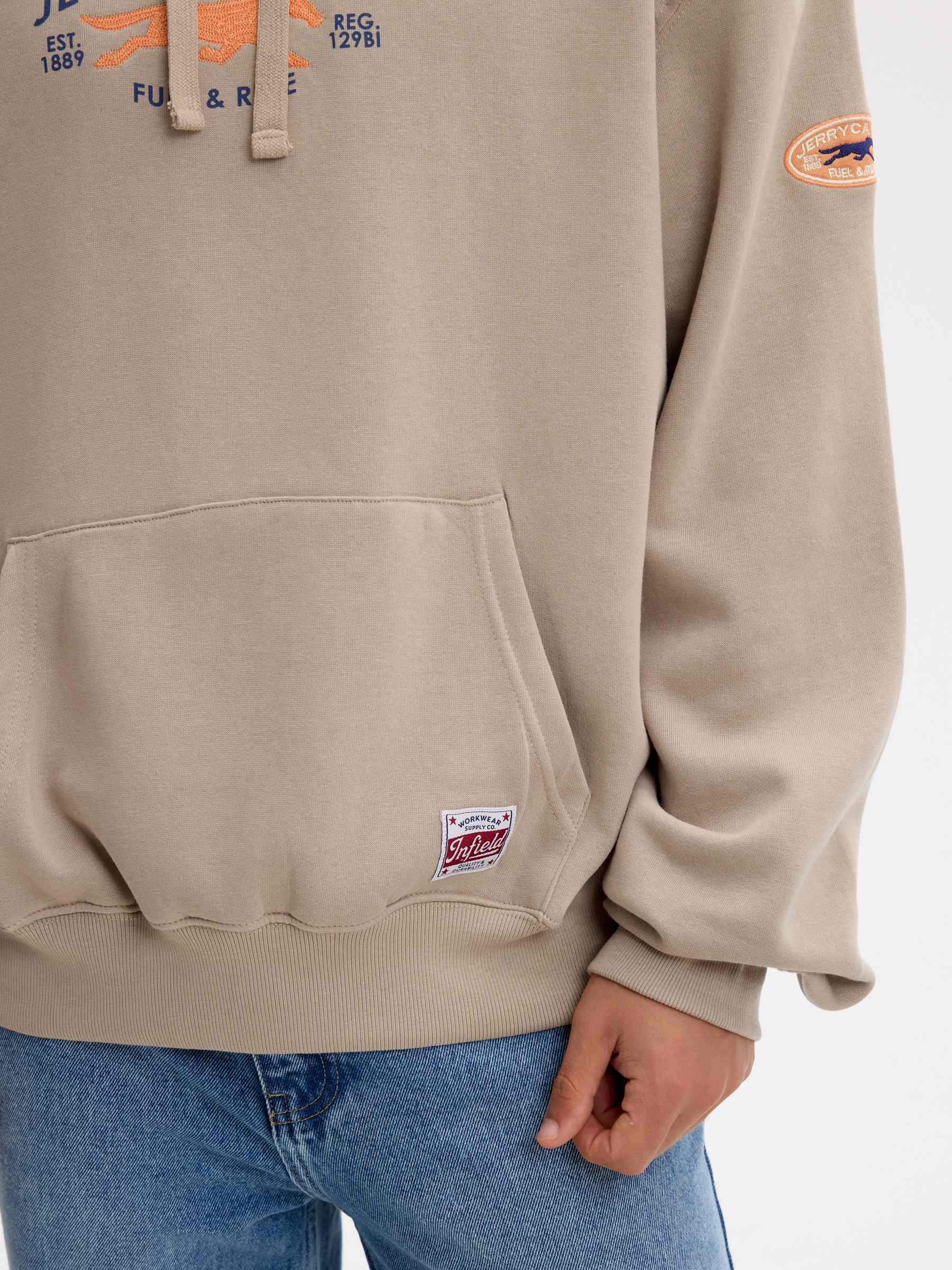 Hoodie ride sweatshirt beige middle front view