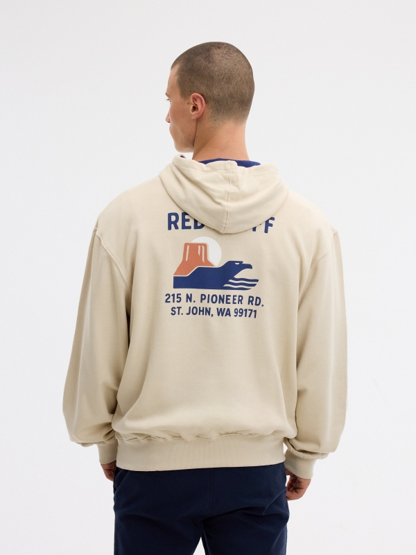 Sweatshirt com capuz bordado crua vista meia traseira