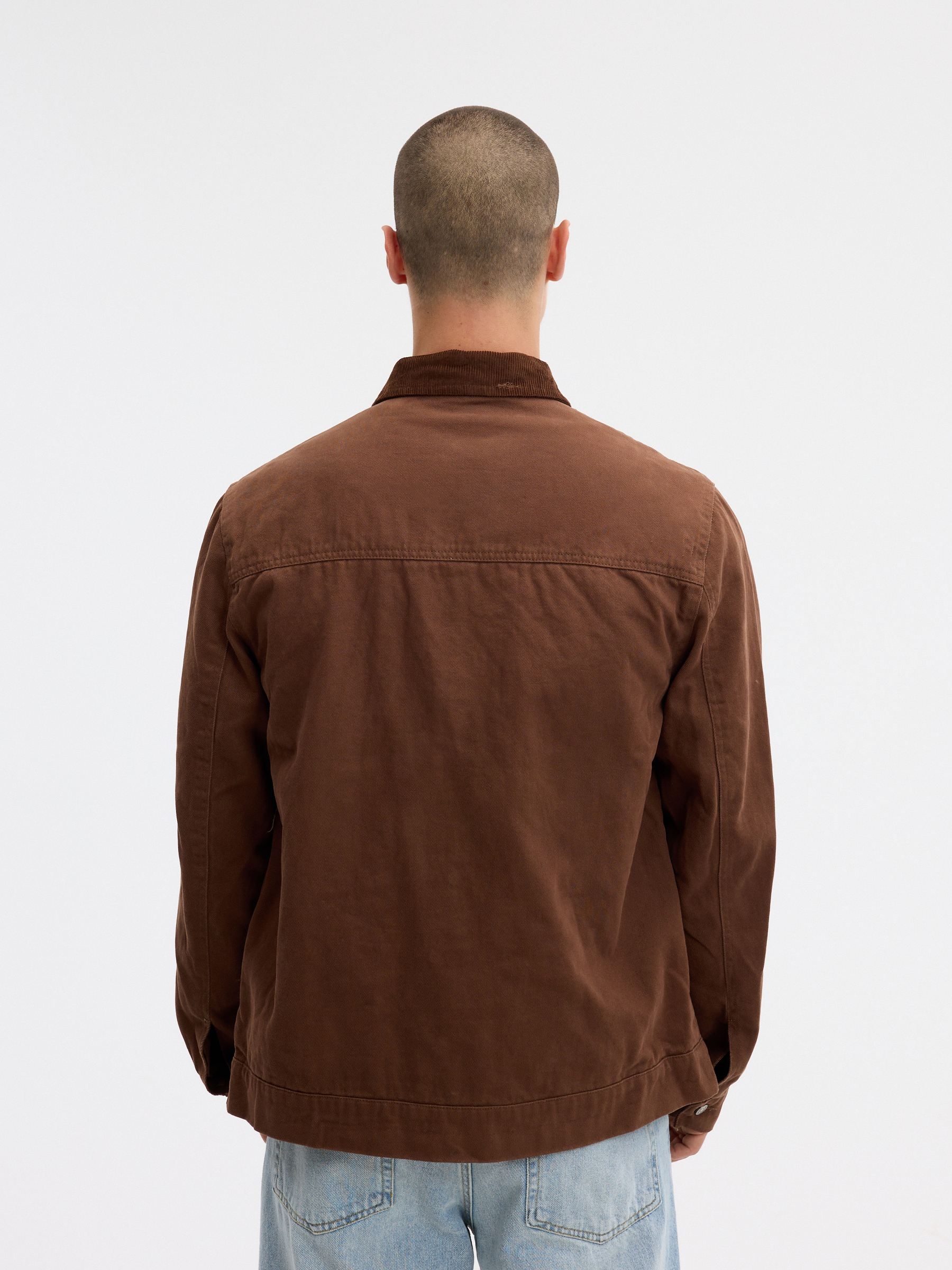 Contrasting corduroy jacket brown middle front view