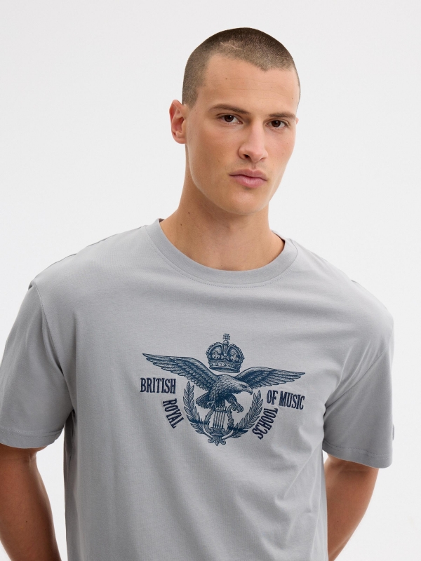 Camiseta estampado british gris azulado vista general frontal