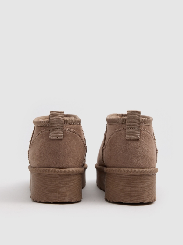 Platform microfiber fur ankle boot sand zenithal view