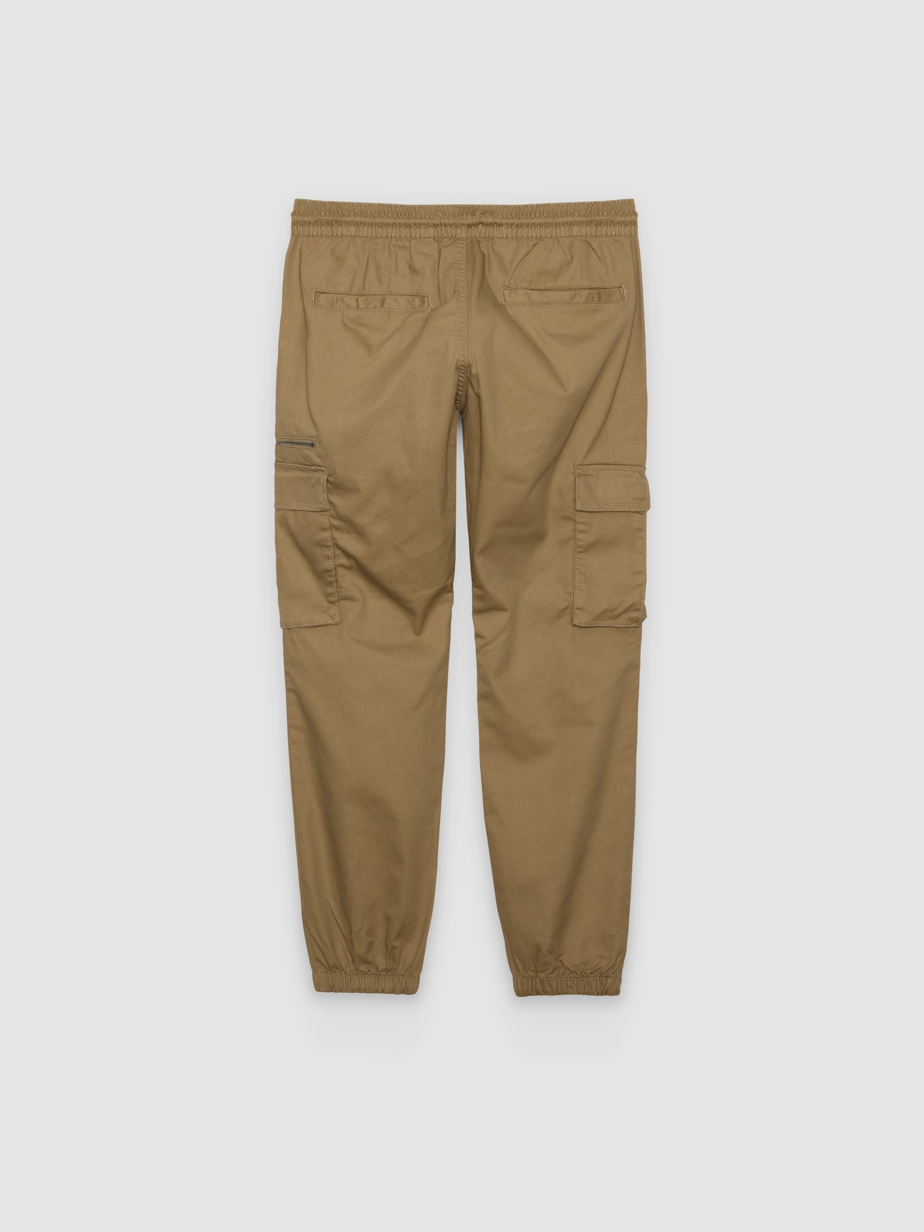 Calças jogger com vários bolsos bege vista geral frontal