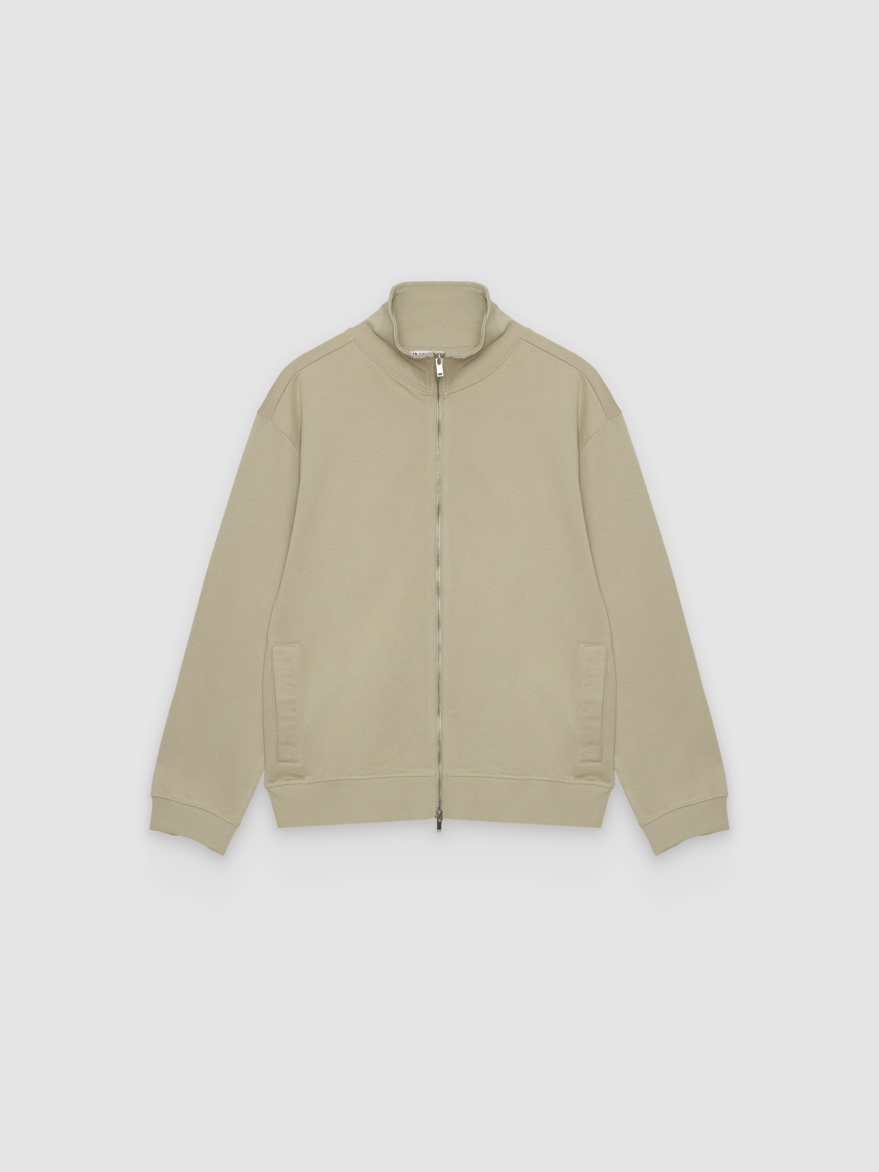  Ribbed zip-up high-neck jacket raw front view