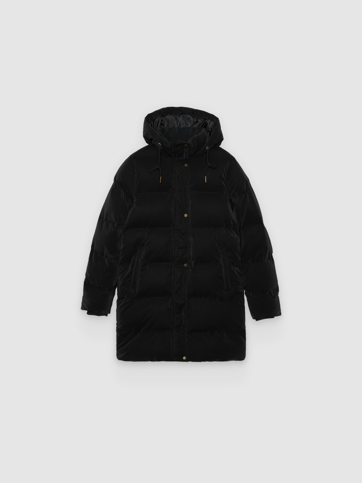 %Pto% Quilted hooded anorak black front view