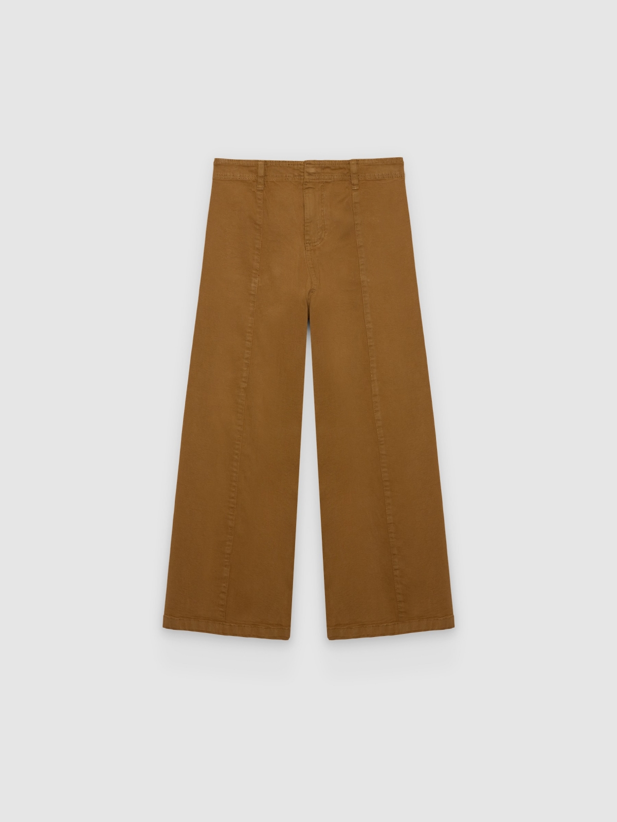 %Pto% High-waisted culotte pants brown front view
