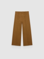 %Pto% High-waisted culotte pants brown front view