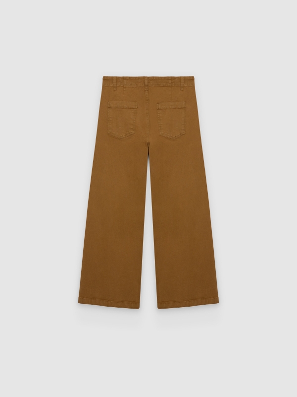 Calça culotte de cintura alta marrom vista traseira