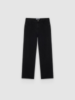 %Pto% High-waisted wide-leg strass jeans black front view