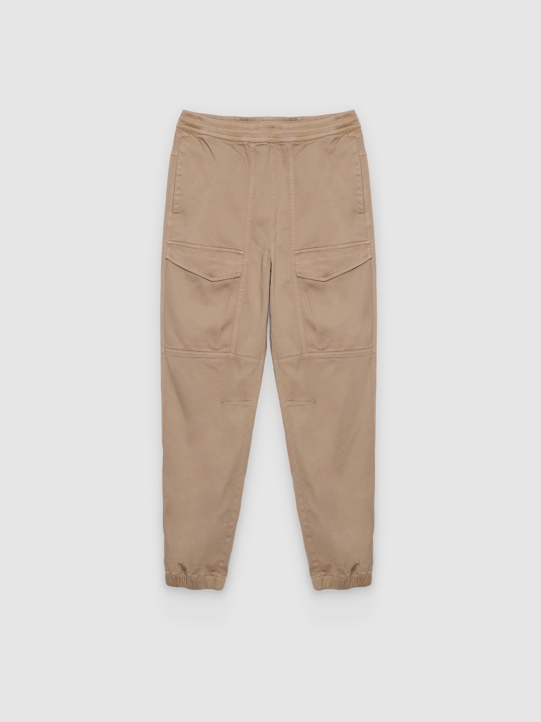 %Pto% Pantalón cargo slim jogger tiro alto beige vista frontal