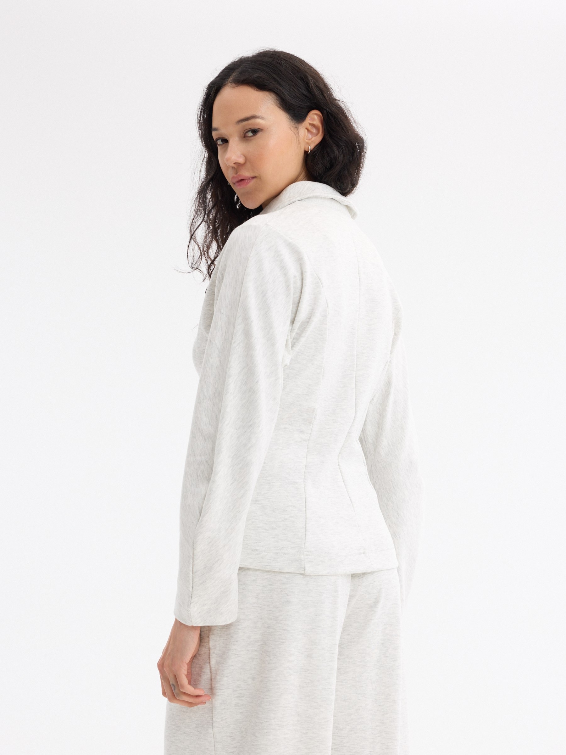 Slim jacket with raised collar light melange middle front view