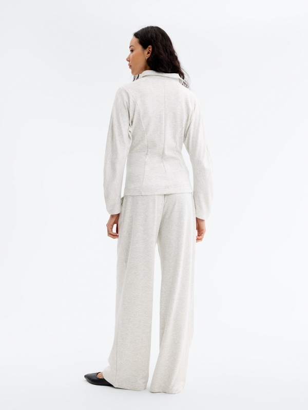 Calça fluida de viscose melange claro vista meia frontal