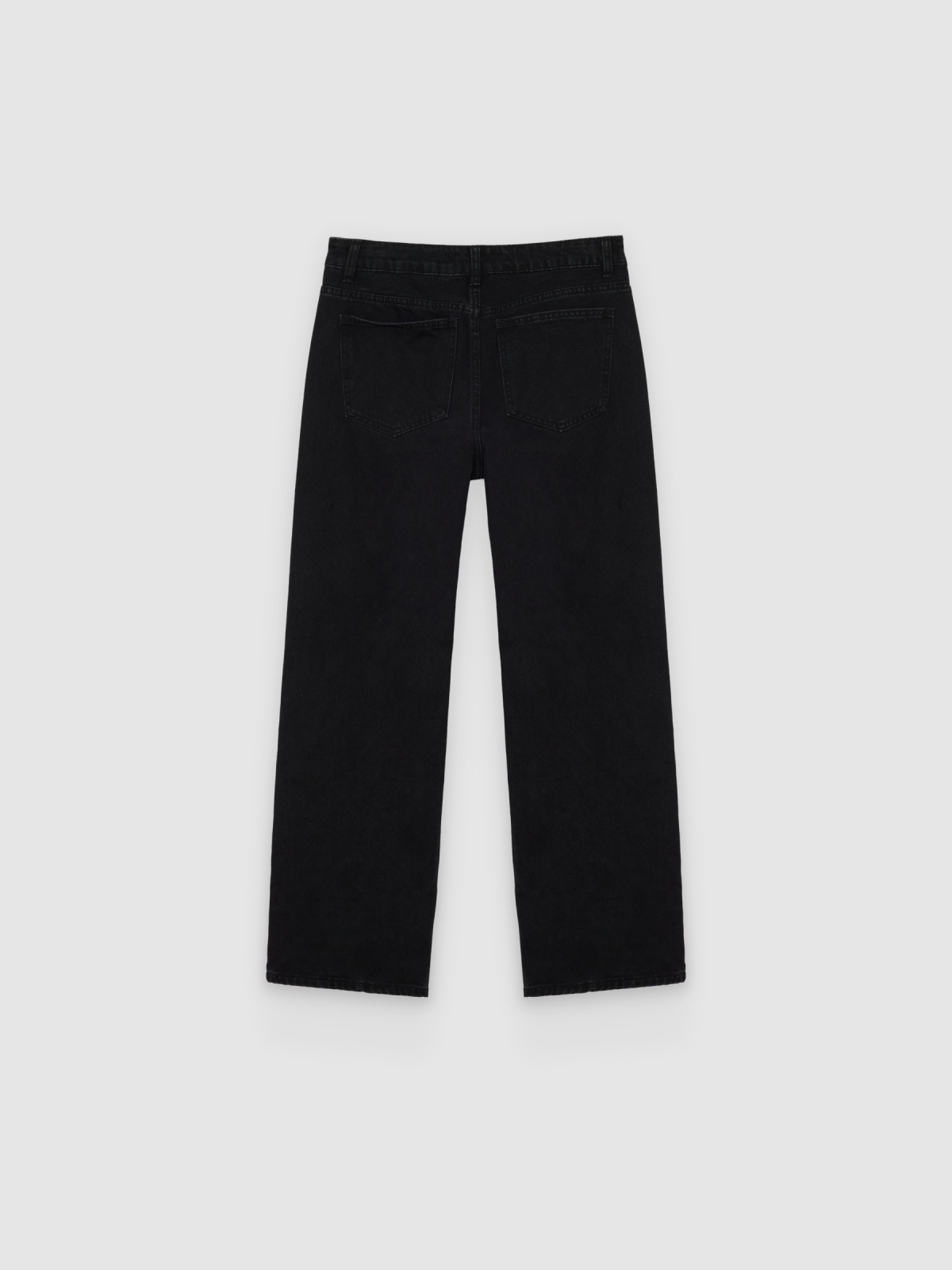 Jeans wide strass tiro alto negro vista trasera