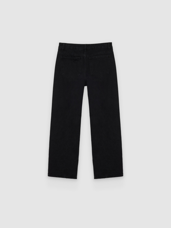 High-waisted wide-leg strass jeans black back view