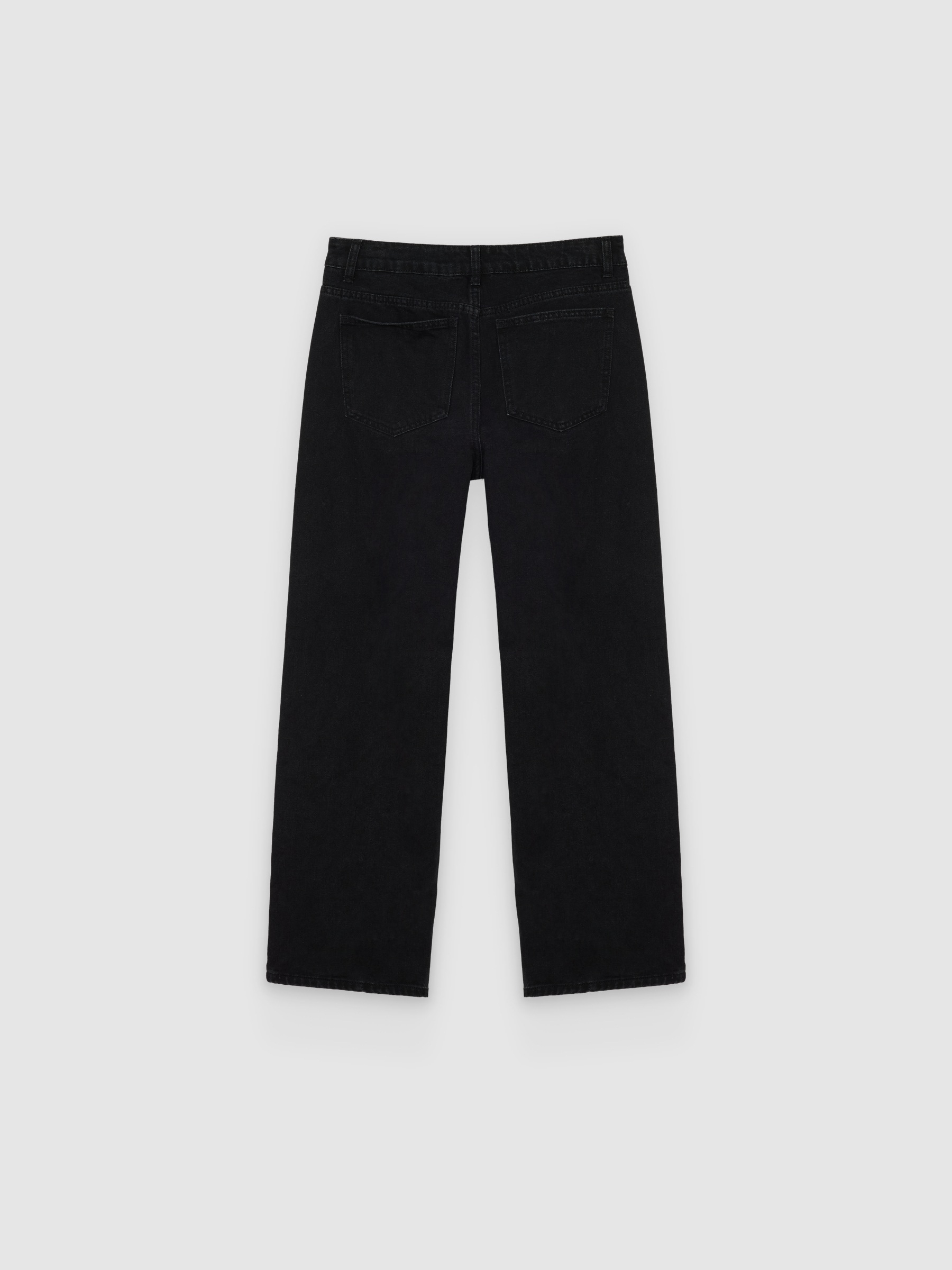 %Pto% High-waisted wide-leg strass jeans black front view