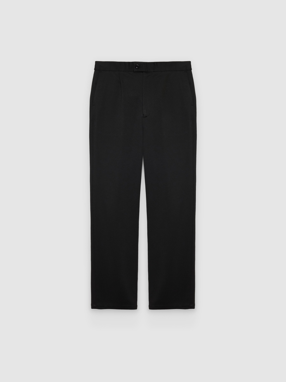 %Pto% Calça chino de poliéster de cintura alta preto vista frontal