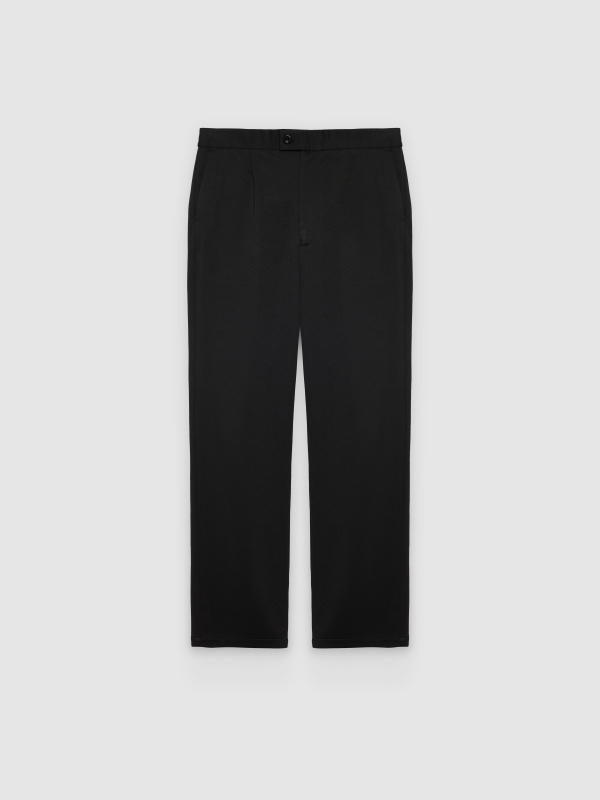  Pantalón chino de poliéster tiro alto negro vista frontal