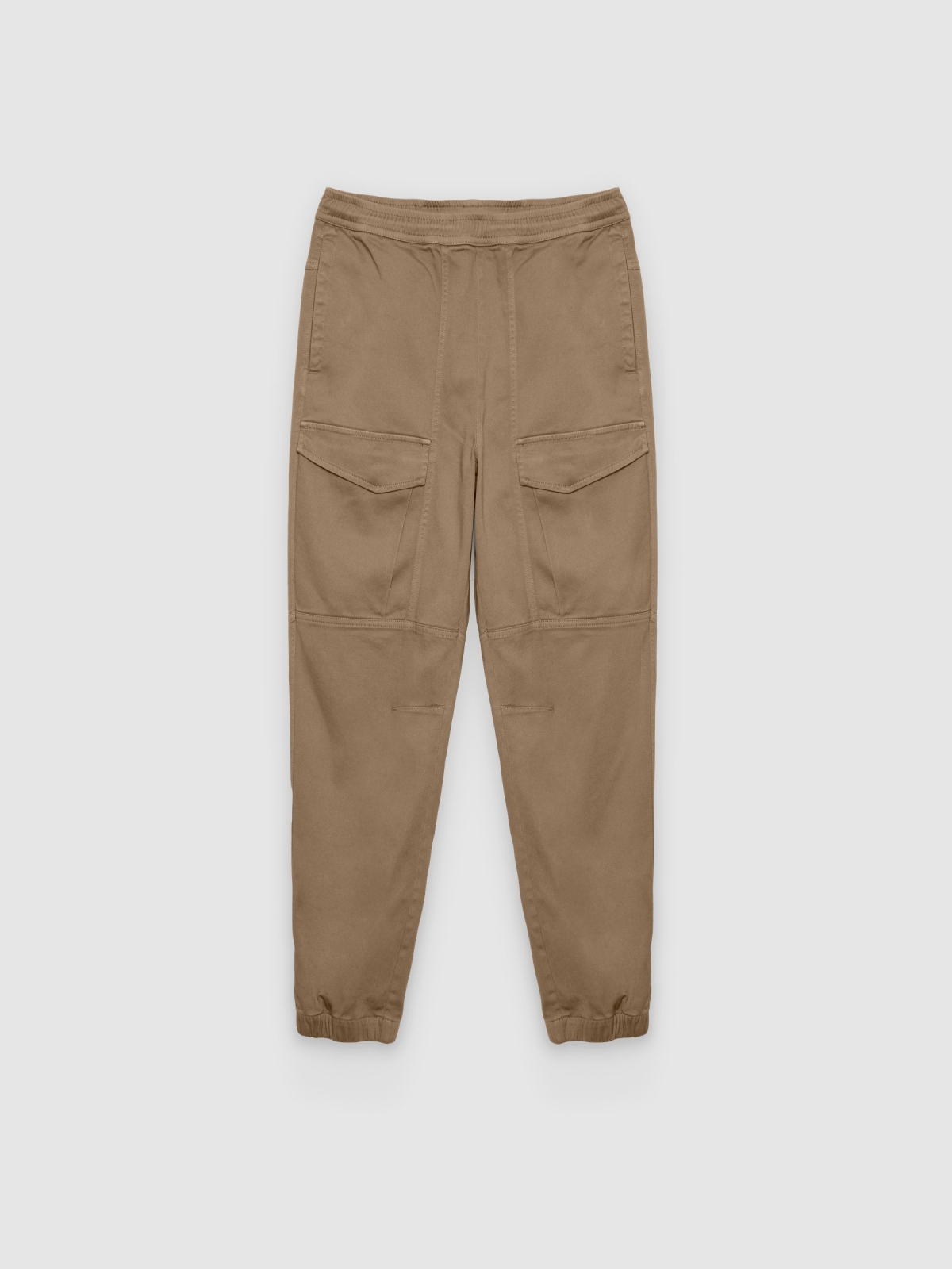%Pto% Calça cargo slim jogger de cintura alta cáqui vista frontal