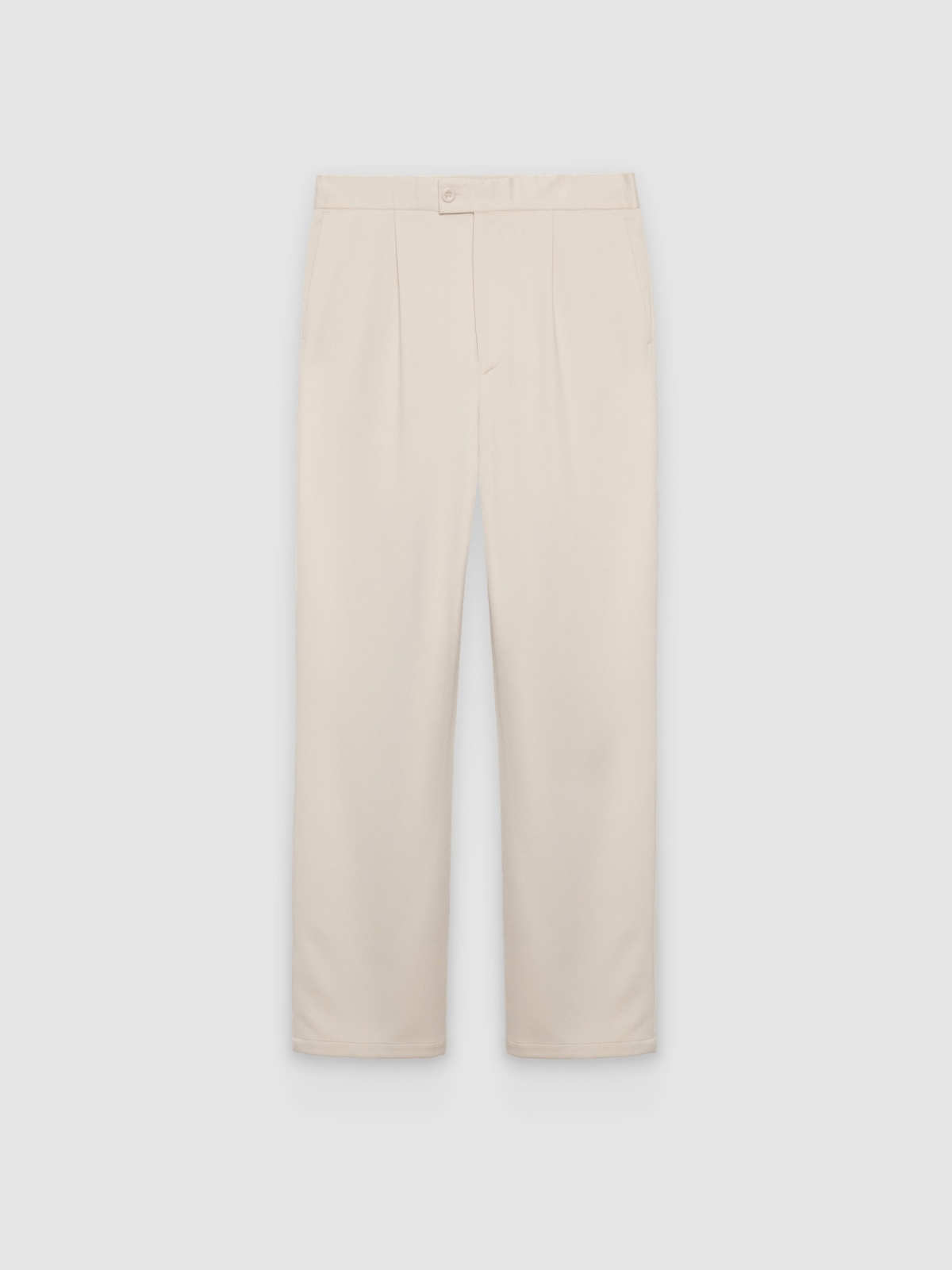 %Pto% Pantalón chino de poliéster tiro alto crudo vista frontal