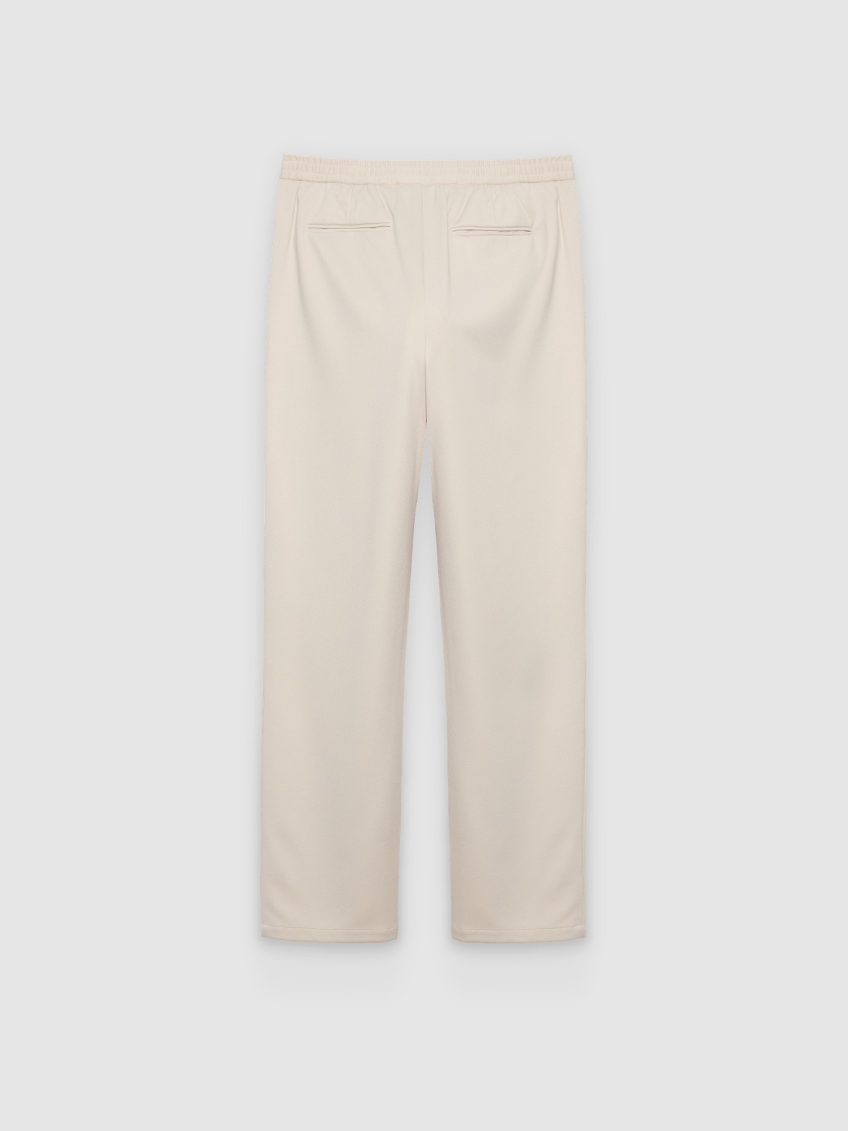 High-waisted polyester chino pants raw back view